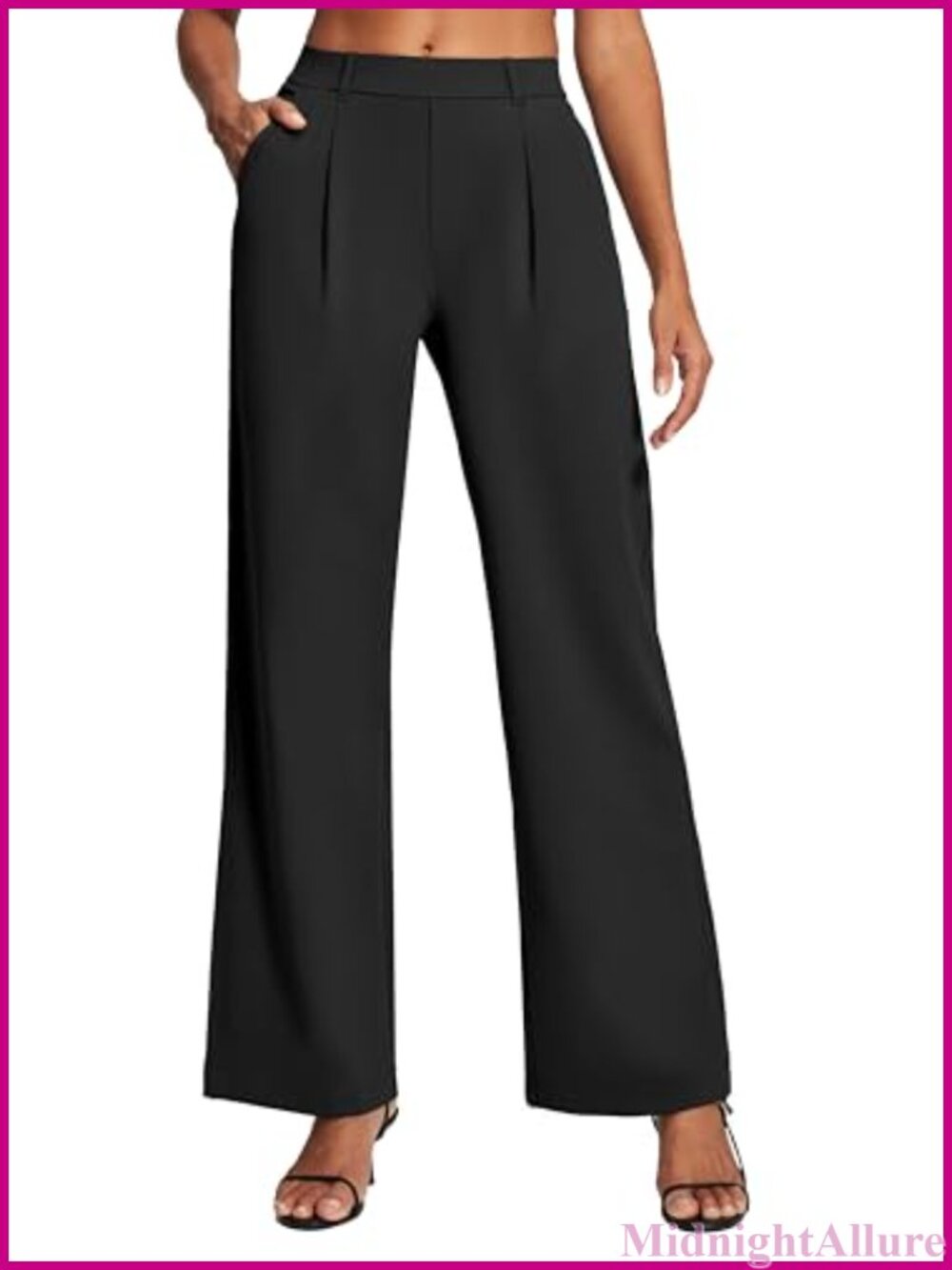 Wide Leg Stretch Dress Pants High Waist Pull On Trousers